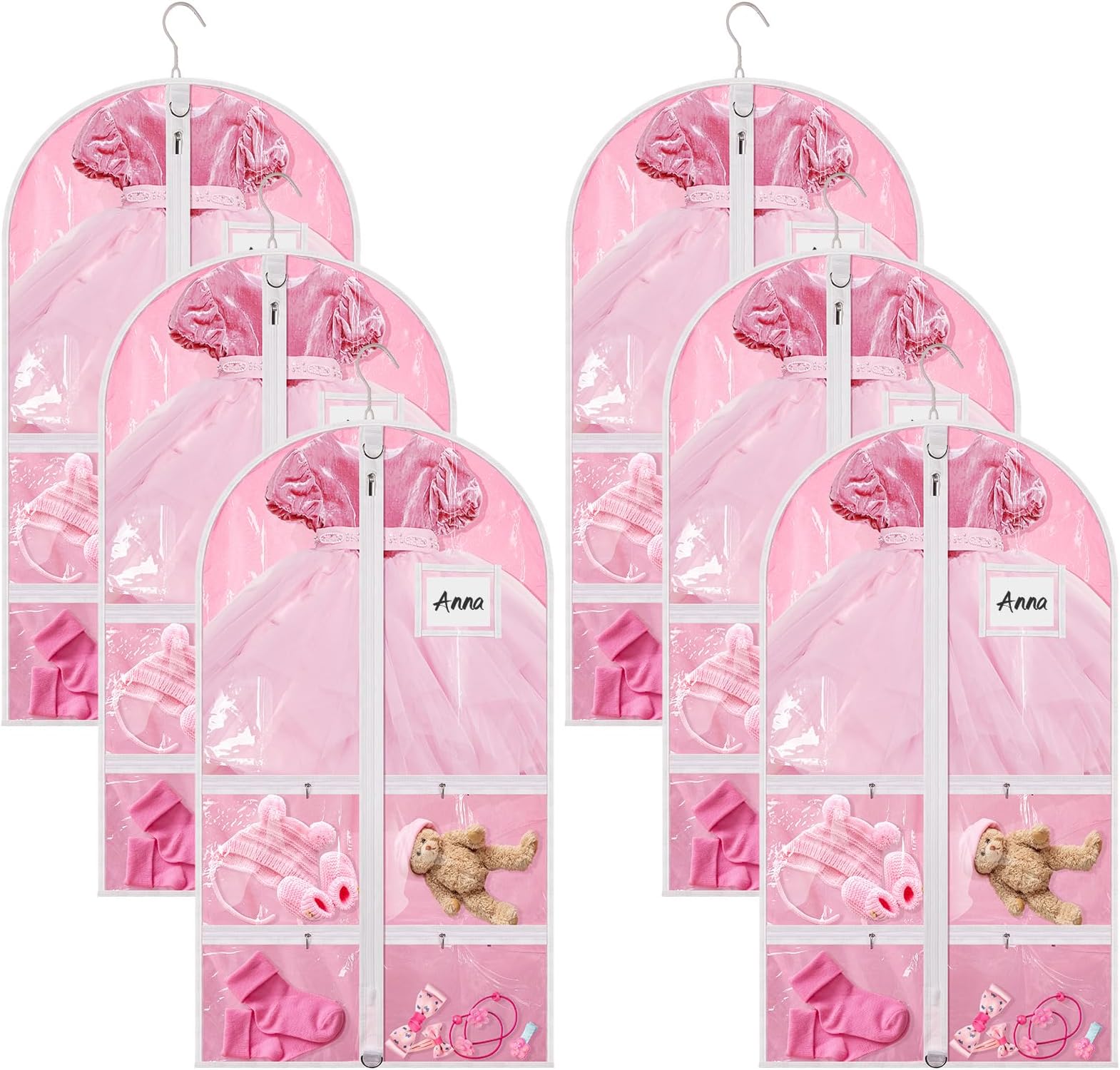 Amlove 3 Pack Clear Kids Dance Costume Garment Bag Garment Bags for Hanging Clothes