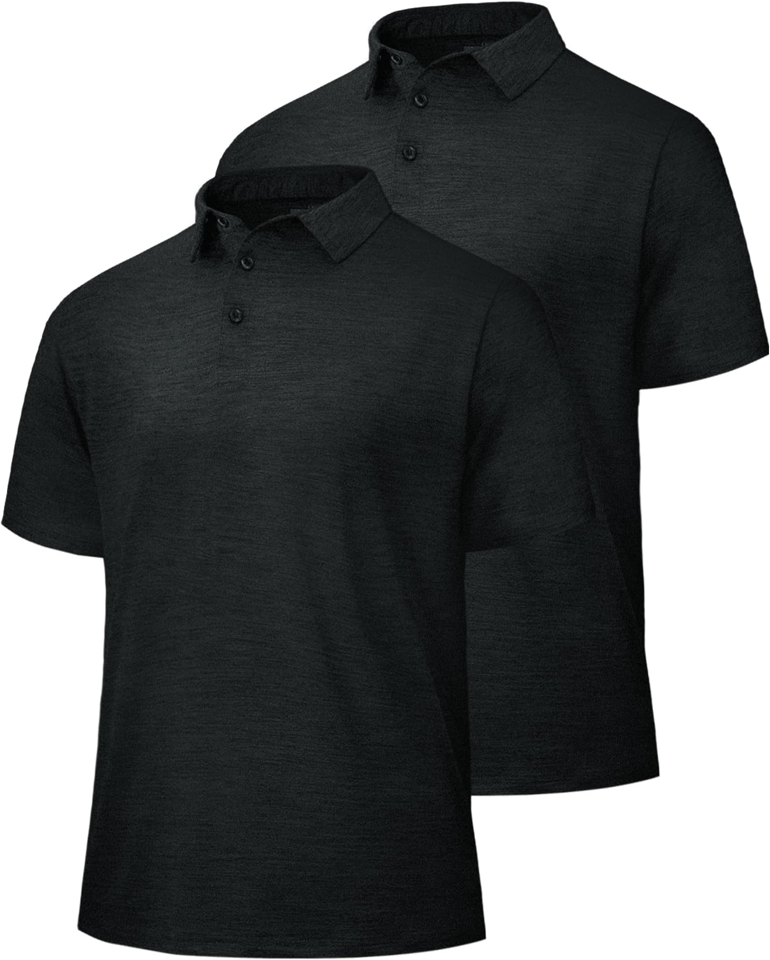 Polo Shirts for Men - Quick Dry Moisture Wicking Black Short Sleeve Performance Golf T Shirts for Casual Work Athletic