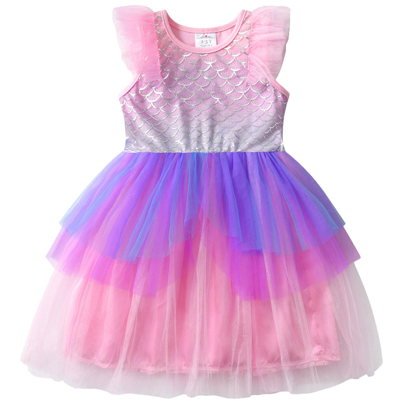 VIKITA Niñas Vestido Sirena Princesa Vestidos Ropa de Niñas Manga Larga Bebe Niñas 2-8 años