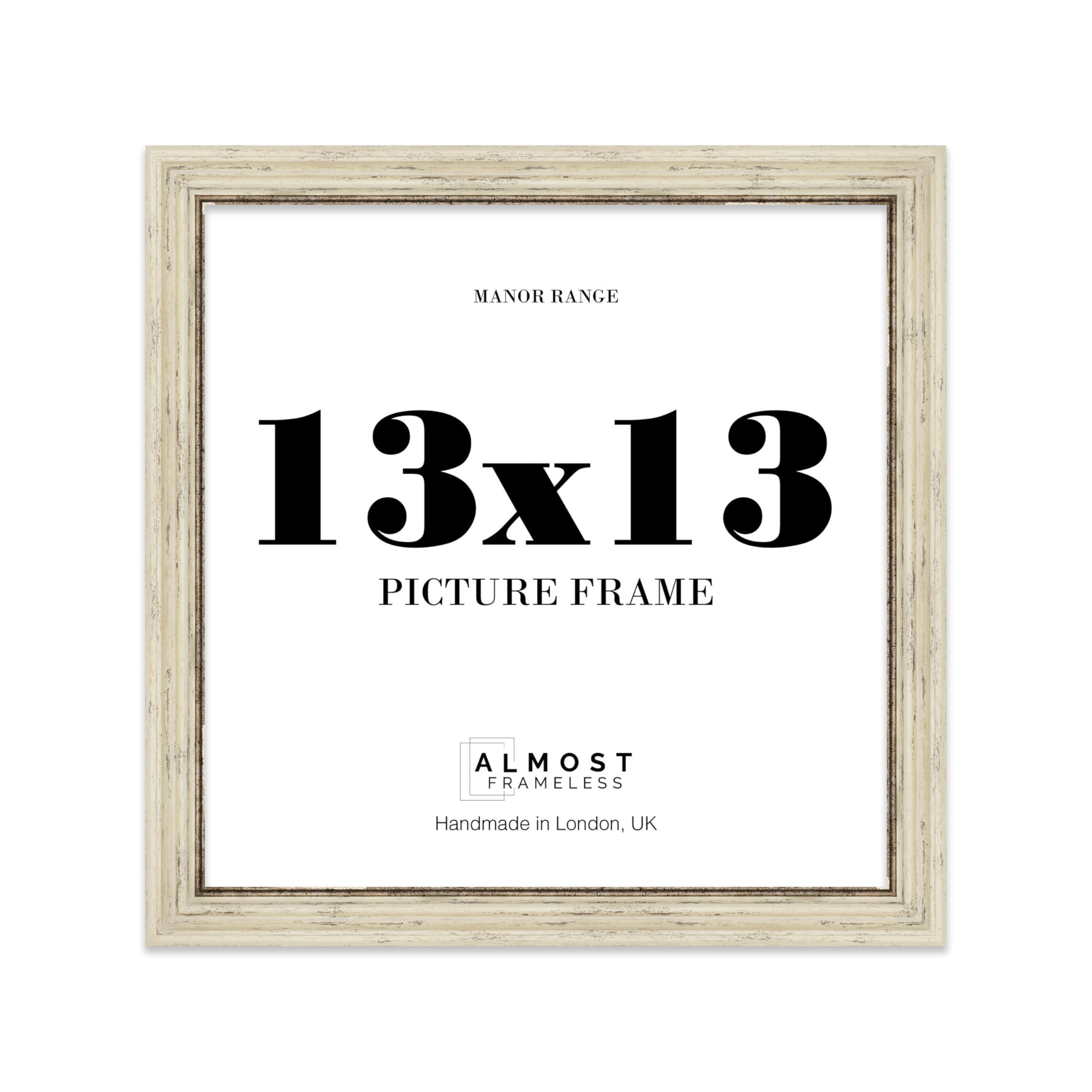 13x13 Picture Frame, Display 13x13 Pictures (33 x 33cm) - Distressed Cream Vintage 42mm Edge Ideal for Home Gallery Display - 1 Pack