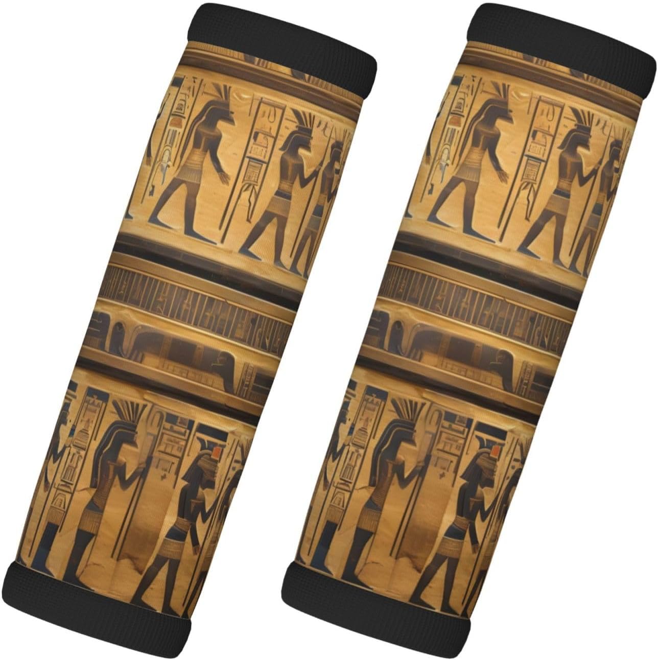 Egypt Hieroglyphics Print 2 Pack Luggage Handle Wrap for Suitcase, Comfort Soft Handle Covers, Luggage Accessories