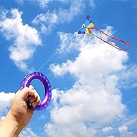 Vista 6 de Juego de cometas de aro para niños: carrete, mango y línea de 300 pies para cada bobinador de carrete de cometa