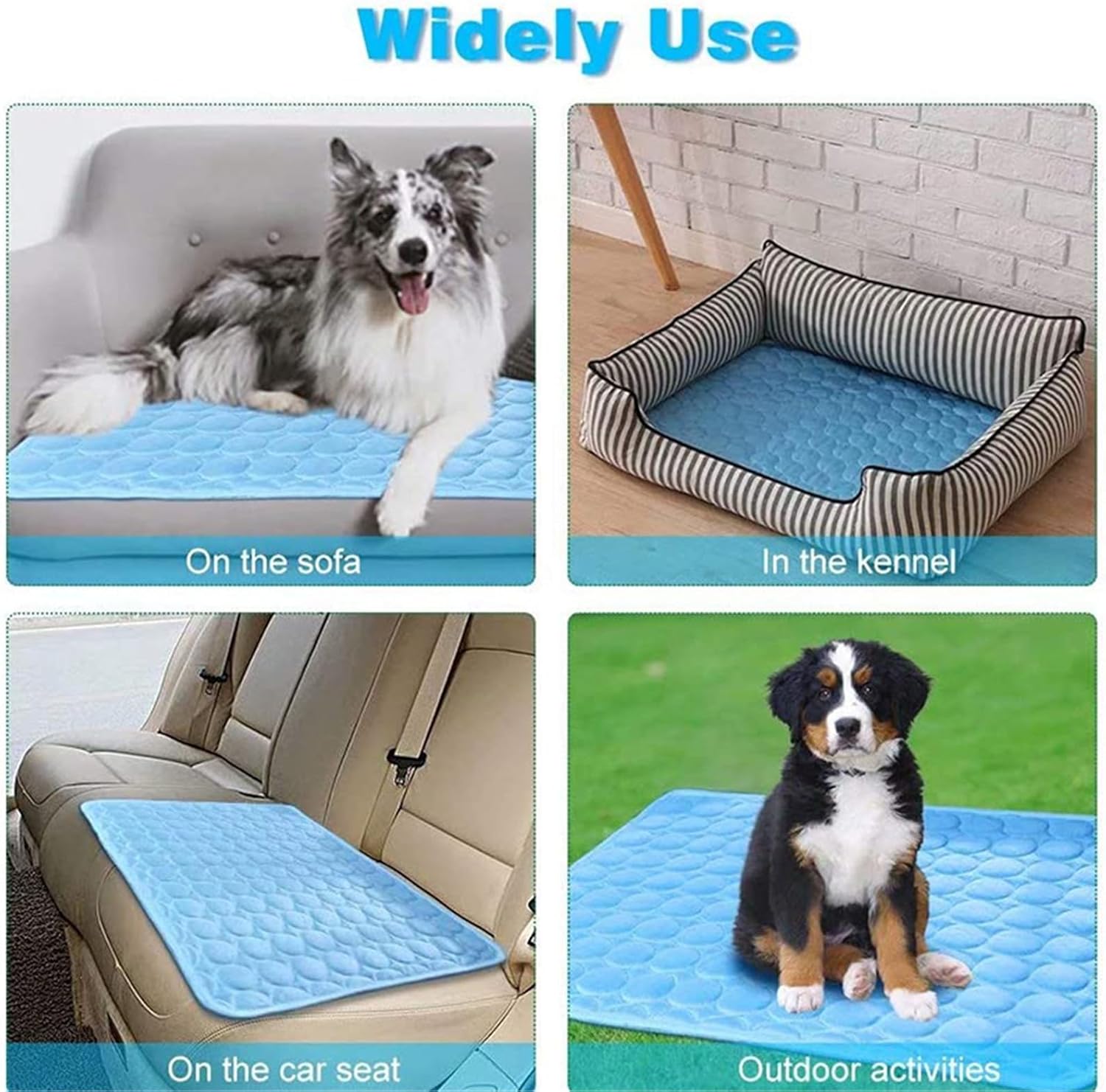 review Dog Cooling Mat 40 x 28inch,XL Breathable Washable Summer Pet Cooling Pad Extra Large Dog Cat Self Cooling Pad for Outdoor or Home Use Kennerl, Crates and Beds No Water or Electricity Needed(Blue)