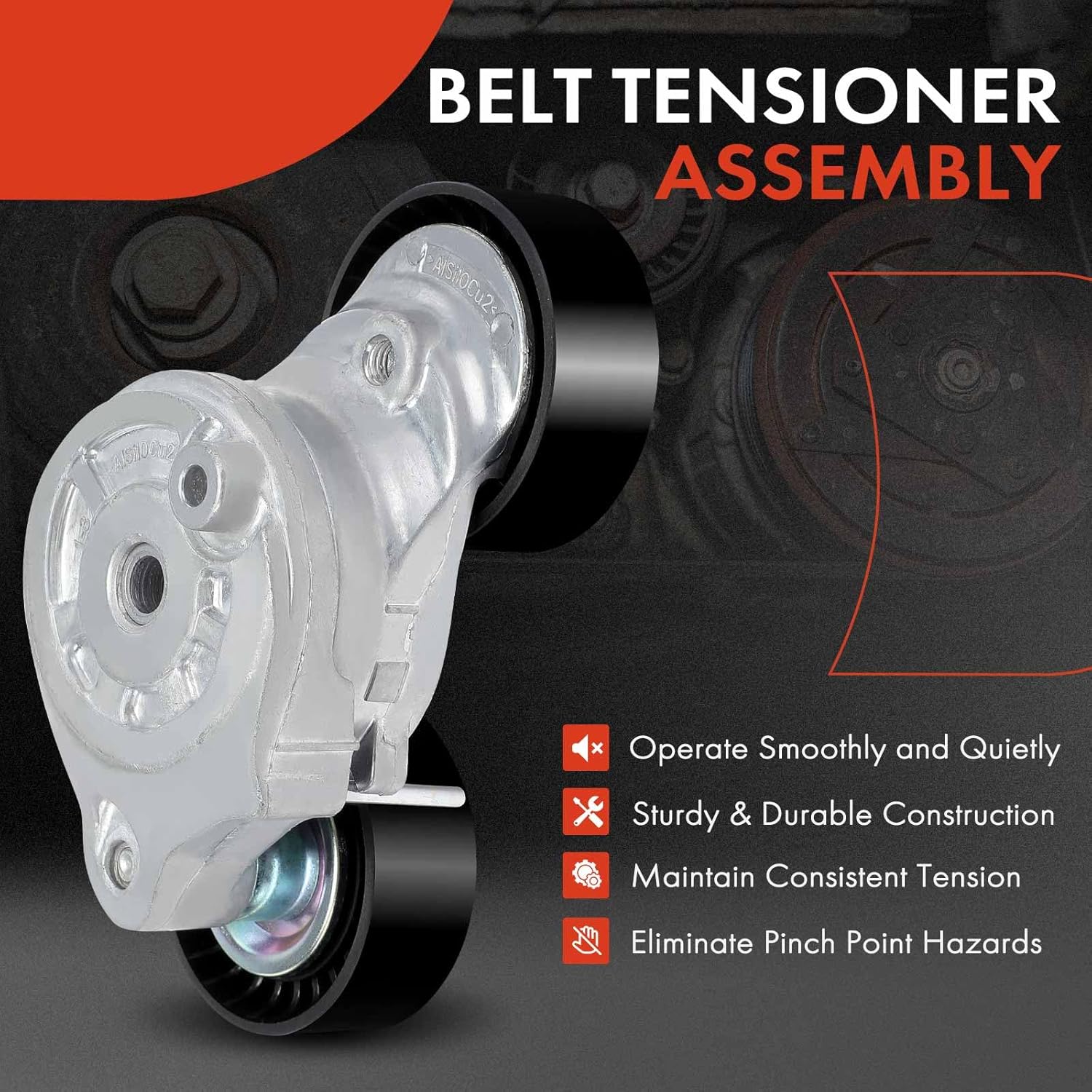 A-Premium Belt Tensioner Assembly with Pulley Compatible with Land Rover Range Rover Velar Evoque 2018-2023, Discovery 2021-2023, Discovery Sport, Defender 90 110 & Jaguar F-Pace, F-Type, E-Pace