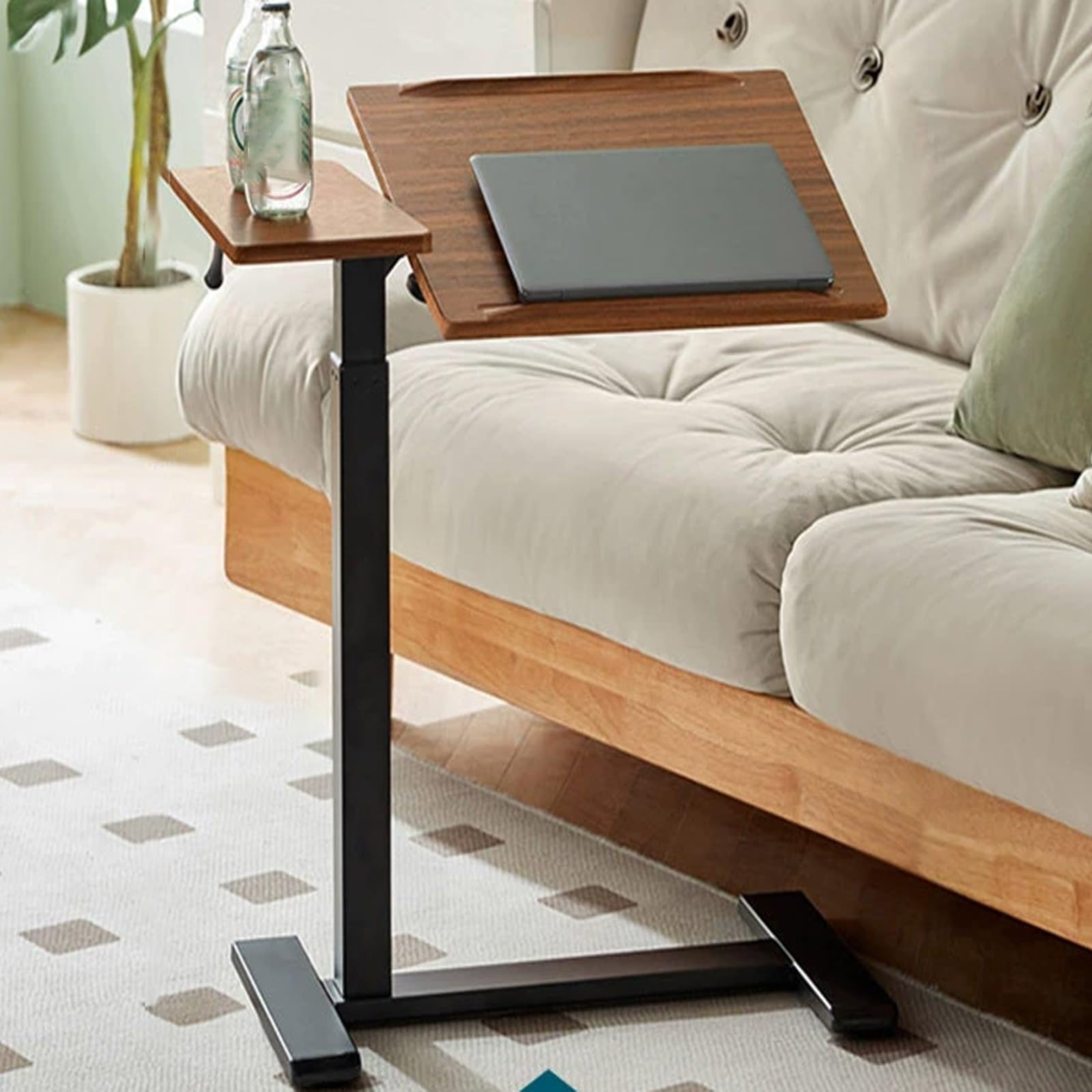 Table de lit stable et portable réglable en hauteur meuble d'appoint à roulettes pour chambre
