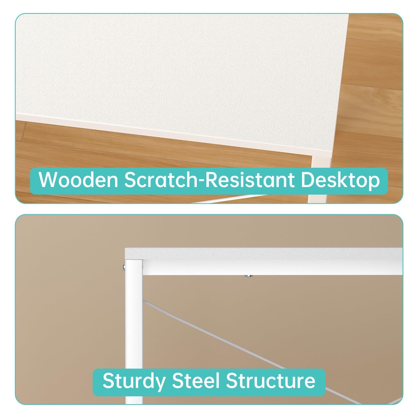 Mesa Escritorio con Estante y Cajón, 120x50 cm Escritorio con Cajones, Altura Ergonómica 75 cm, Estante 3 Niveles, Ordenador Ahorro Espacio para Home Office, Estudio, Blanco