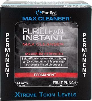 Wellgenix Puriclean Instant Max Cleanser - 7 Day Detox, Fruit Punch Flavor Powder, Full Body System Cleanse, Premium Toxin Removal for Liver, Urinary Tract, Kidney, Digestive System, 7 Packets