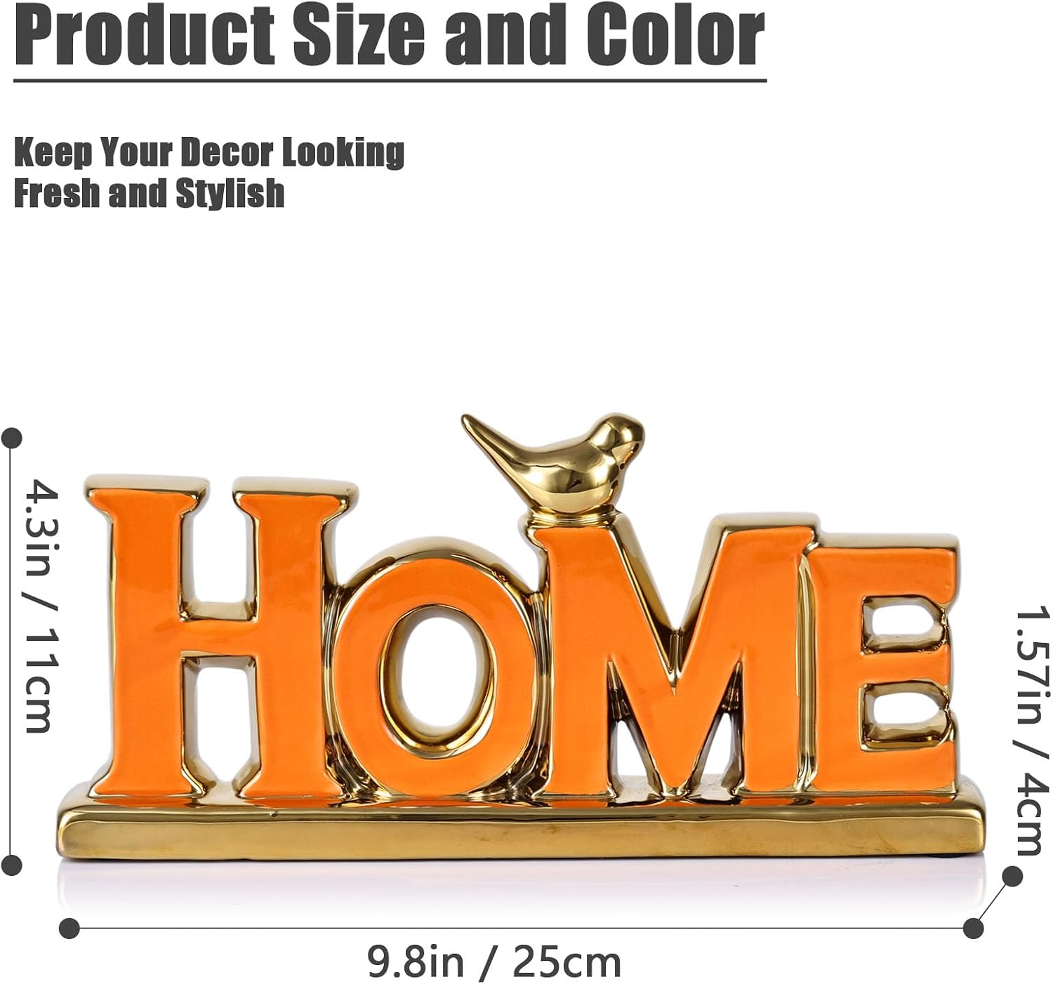 XMGZQ Love Sign Decoration,Orange and Gold Love Signs for Home Decor,Small Bird Sculpture Personalized Decor,Orange Style Figurine Decorative Ornaments for Living Room,Bedroom,Desktop,Cabinets image 2