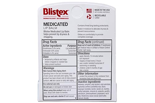 Miniatura 2 de Blistex Bálsamo labial medicado con SPF 15 para sequedad, reprimir y calmar los labios irritados, 0.15 onzas (paquete de 8)