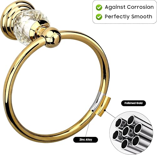Miniatura 4 de Anillo de toalla dorado de cristal, anillo dorado para toallas de baño, toallero dorado para colgar toallas de mano para el hogar, soporte de toalla