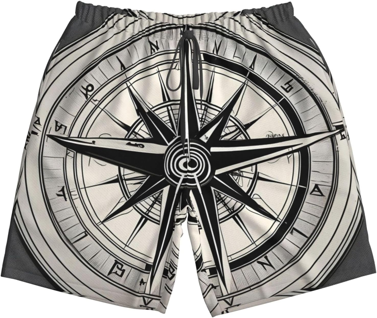 Mens Law of The Compass Navigation Print Beach Shorts,Casual Summer Shorts for Men,Quick Dry Polyester