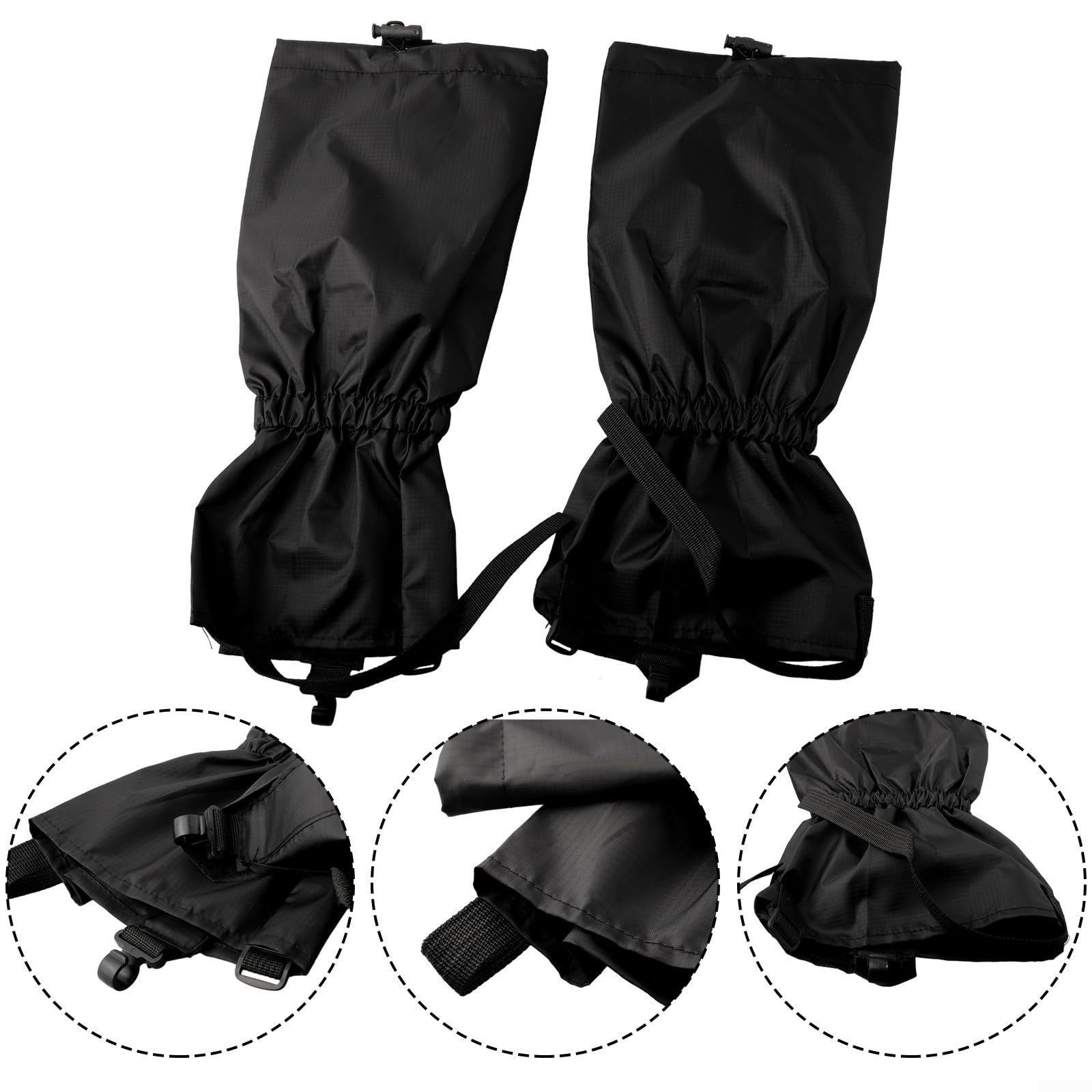 Polainas protectoras impermeables transpirables para botas de senderismo escalada (negro)