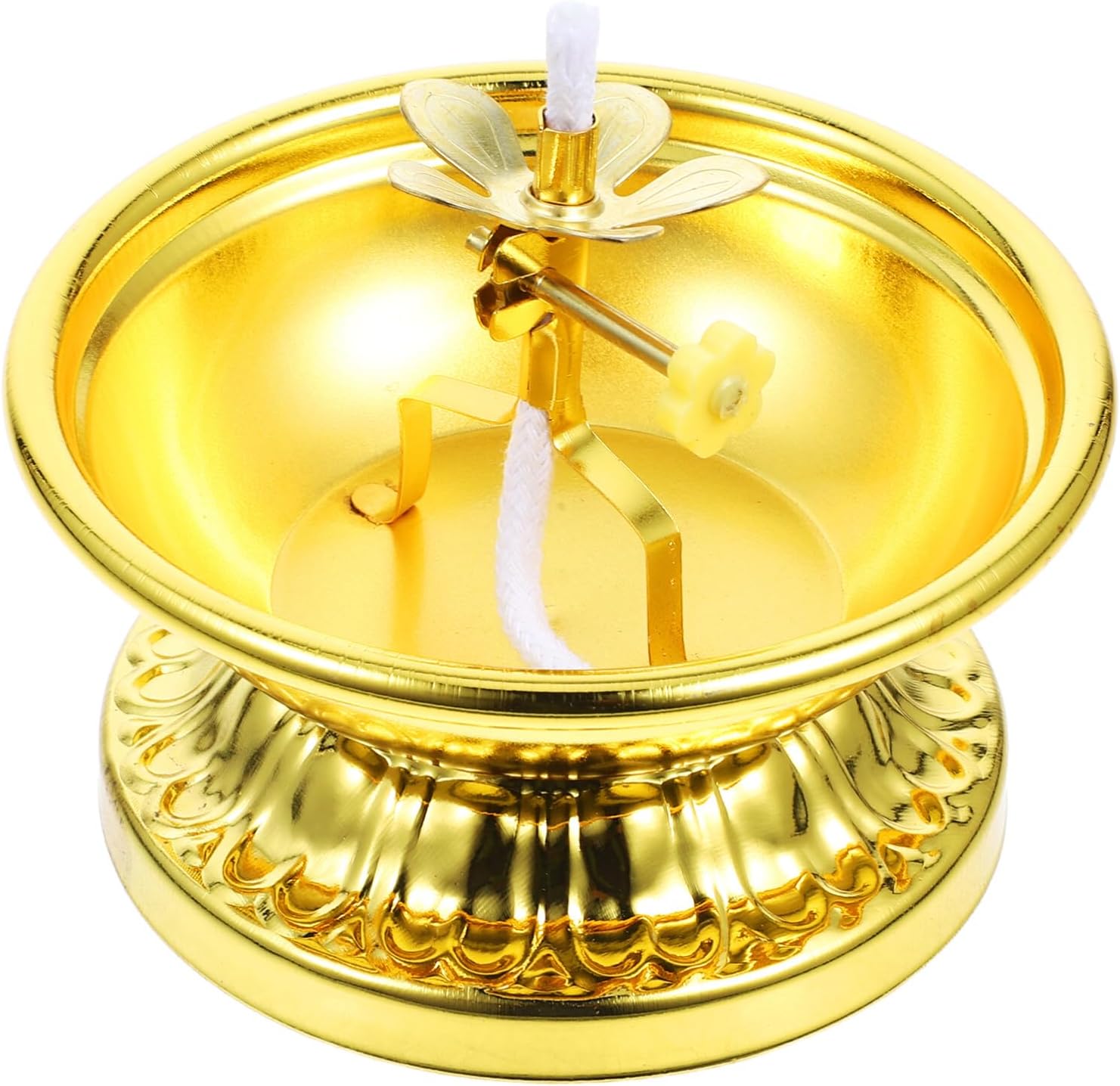 Vintage Brass Oil Lamp Dimming Tabletop Oil Lamp for Buddhist Altar Decor 3.62X3.62X2.67In Retro Kerosene for Home Decoration and Emergency Lighting