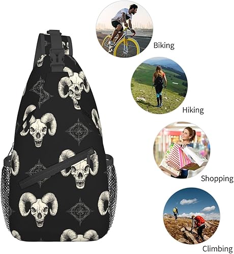 Miniatura 5 de Small Crossbody Bags for Women Men - Vintage Goat Skull Print Adjustable Shoulder Bag Fanny Packs Belt Sling Bag Crossbody Purses Backpack for