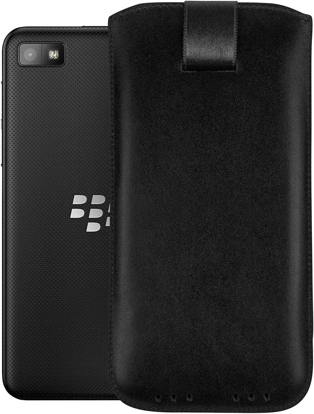 mumbi Genuine Leather Case Compatible with BlackBerry Z10 Case Leather Wallet Black