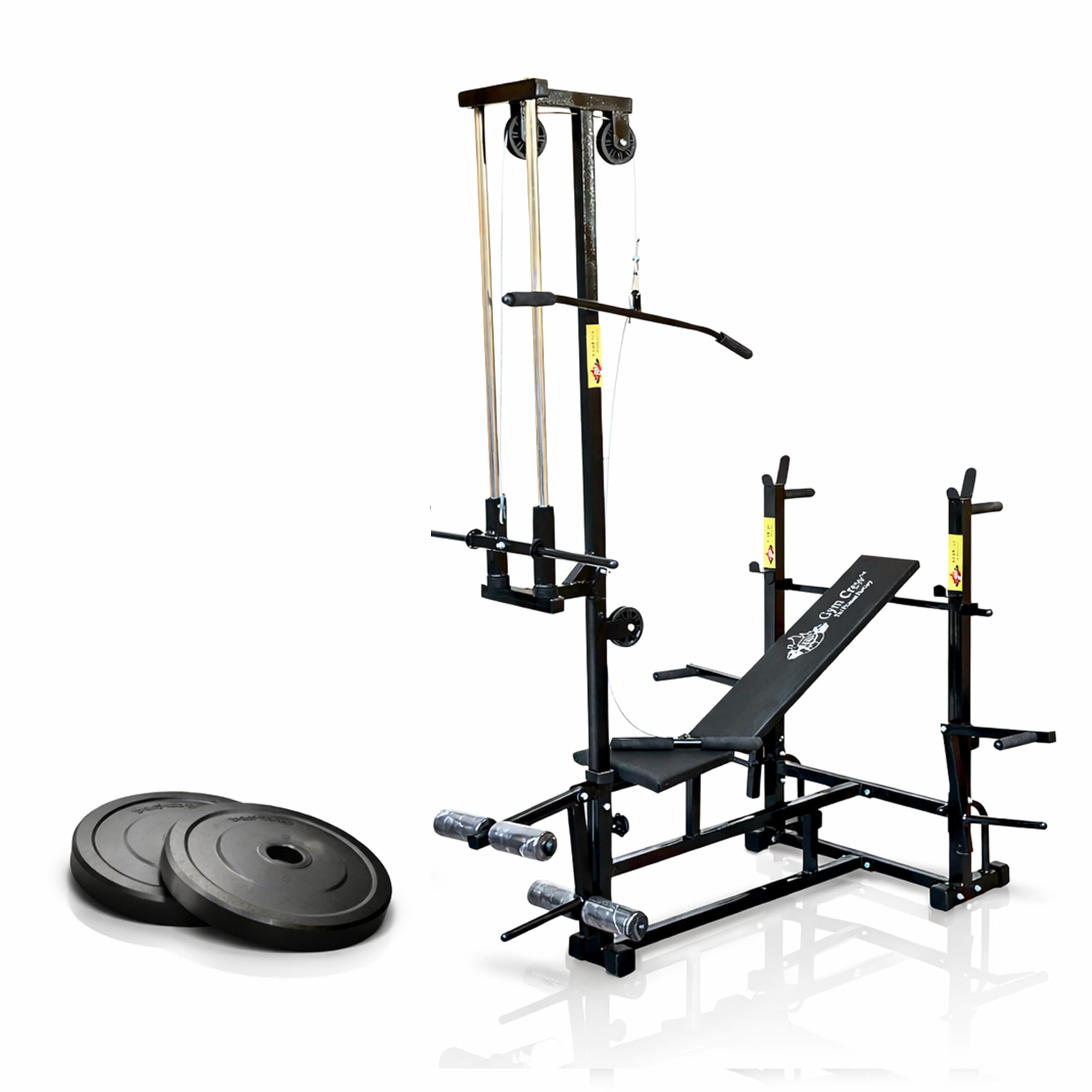GymCrew Double Support 20-in-1 Adjustable Home Gym Exercise Bench with Pulley System | 50kg Rubber Weight Set | 5ft Plain Rod & 3ft Curl Rod | Multi-Exercise Weight Training Home Gym Machine-image-37