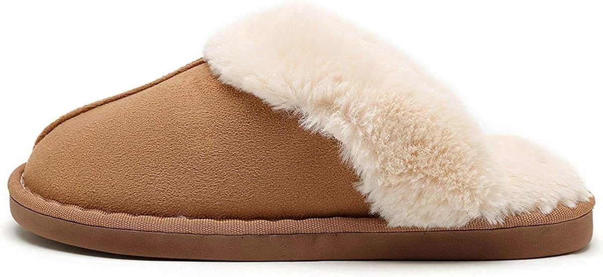 Slippers for Women Men Cozy Memory Foam Plush Fleece House Shoes Furry Wool-Like w/Indoor Outdoor