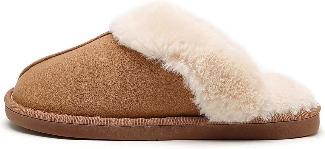 NewYouDirect Slippers for Women Men Cozy Memory Foam Plush Fleece House Shoes Furry Wool-Like w/Indoor Outdoor