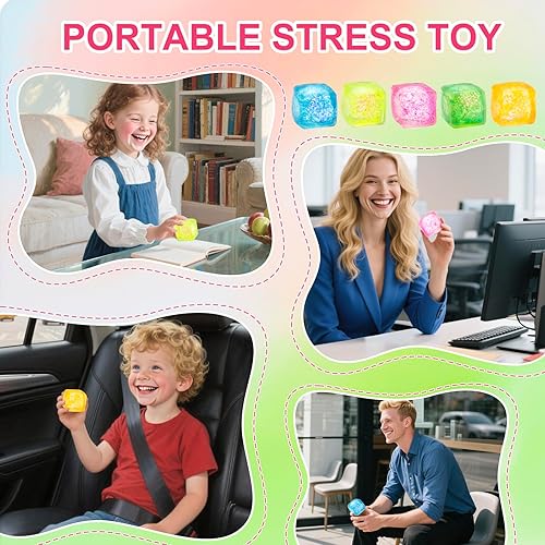 Miniatura 6 de Paquete de 10 bolas de estrés para adultos y niños, juguetes sensoriales para aliviar la ansiedad y el estrés, elástico y de aumento lento, juguete