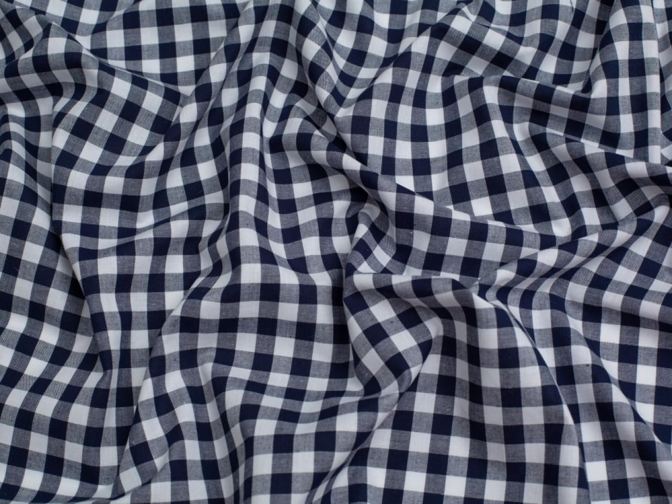 Minerva Gingham Chambray Denim Fabric Indigo Blue - per metre