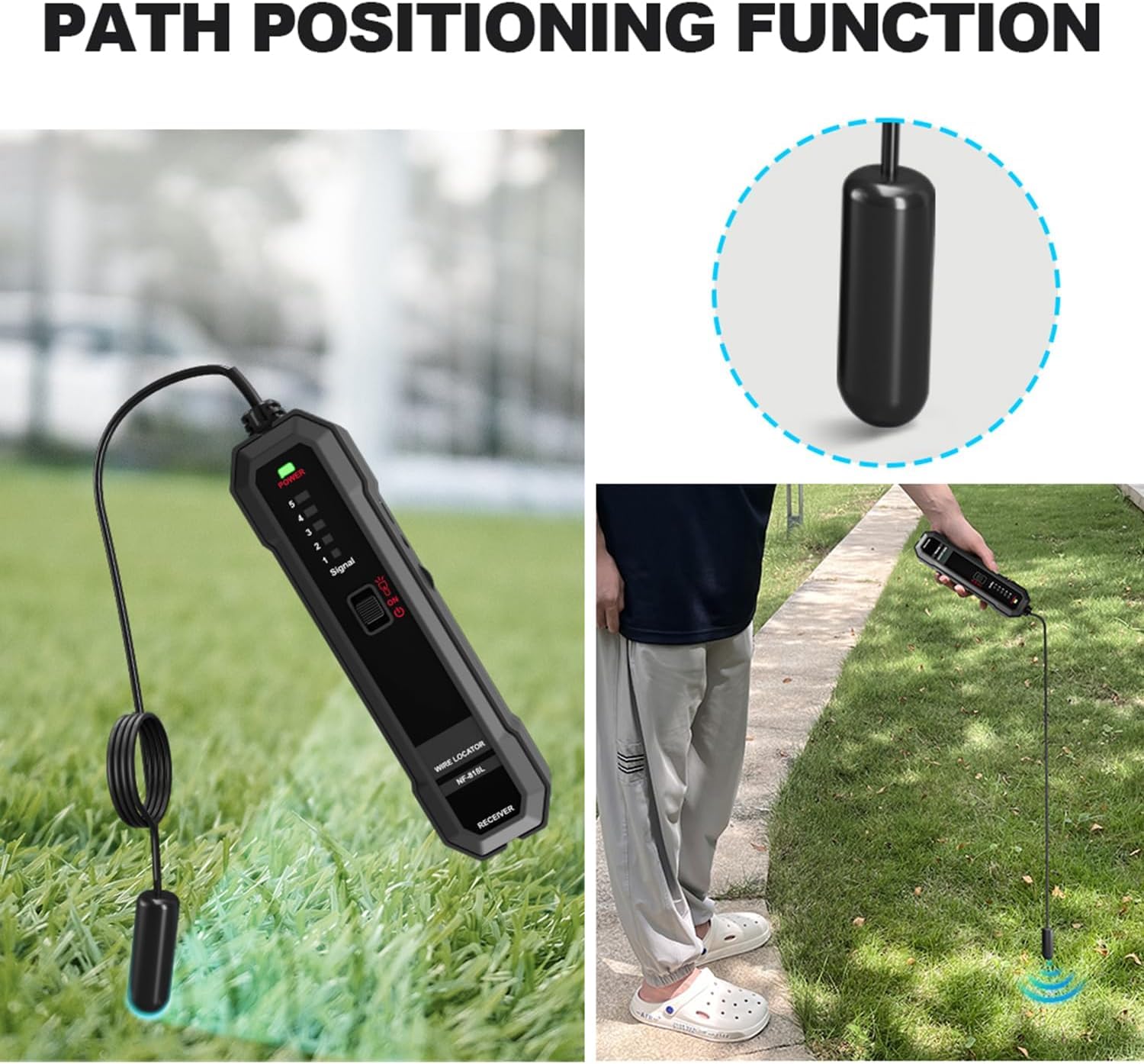 Underground Wire Locator, Underground Cable Locator for Pet Fence Buried Sprinkler Valve, Cable Tester for Locating Irrigation Tone Generator Kit, Electrical Underground Wire Tracer