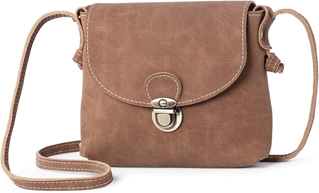 LaRechor Small Cross Body Bag for Women with ANTI-THEFT LOCK Vegan Leather Mini Ladies Handbag Shoulder Bag Side Bag for Holiday Travel Summer (Tan)