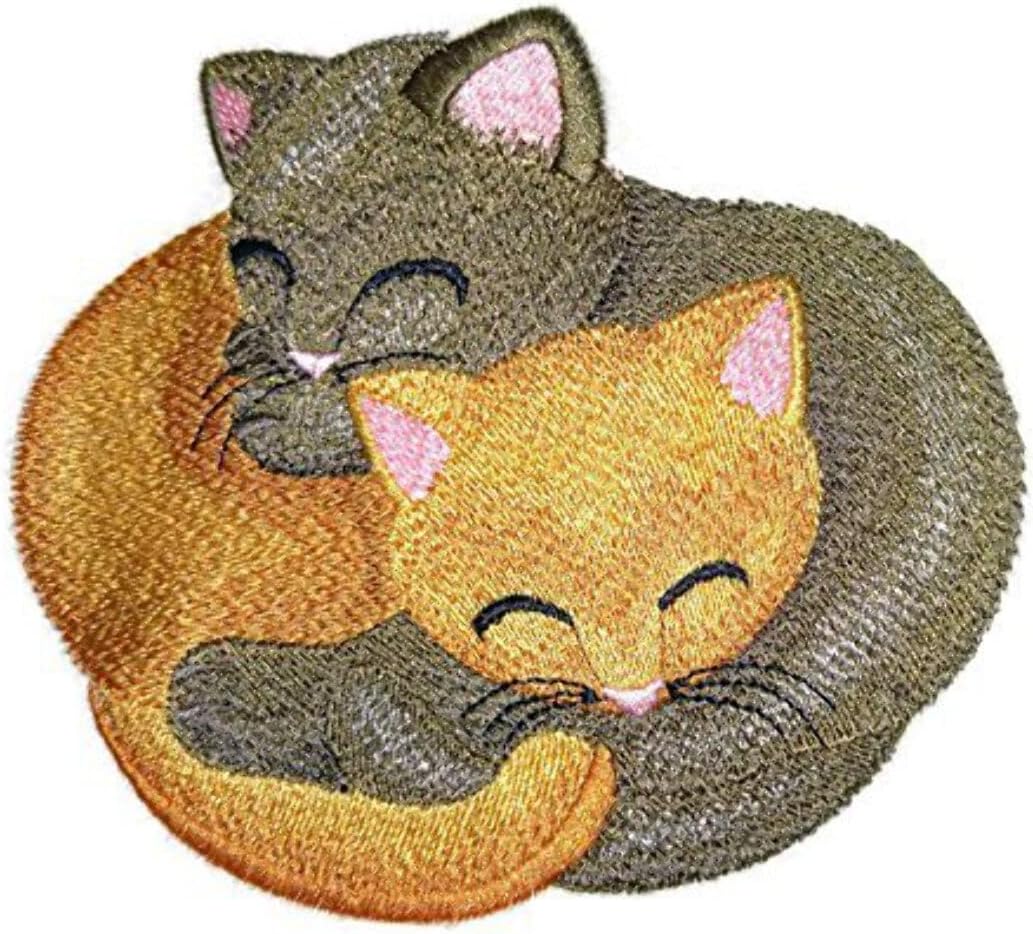Autumn Cozy Cuddling Cats Custom Embroidery Iron on/Sew Patch (5.32" X 4.66") by BeyondVision