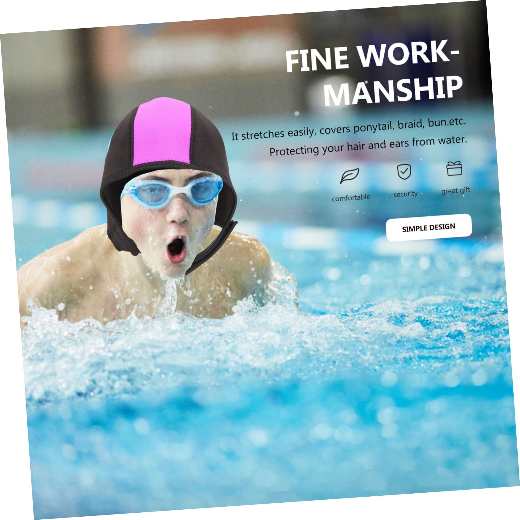 HANABASS 3piezas Gorro De Neopreno para Natación y Buceo Protección Térmica y Aislamiento Unisex Color Negro y Rosa Cómodo para Actividades Acuáticas