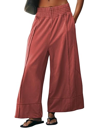 Womens Wide Leg Pants Casual Elastic High Waist Baggy Sweatpants