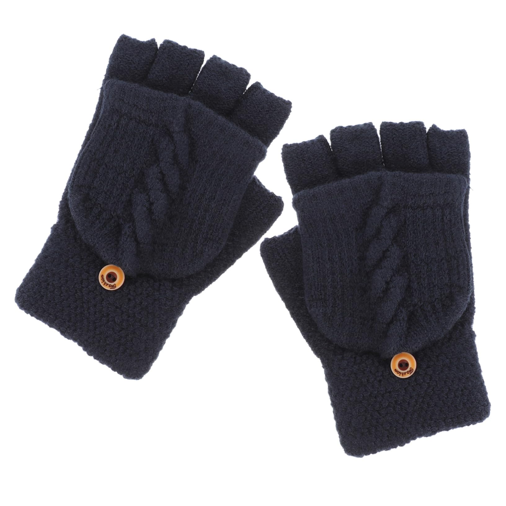 FRCOLOR Guantes sin Dedos para Mujer 1 Par de Punto Solapa Negro