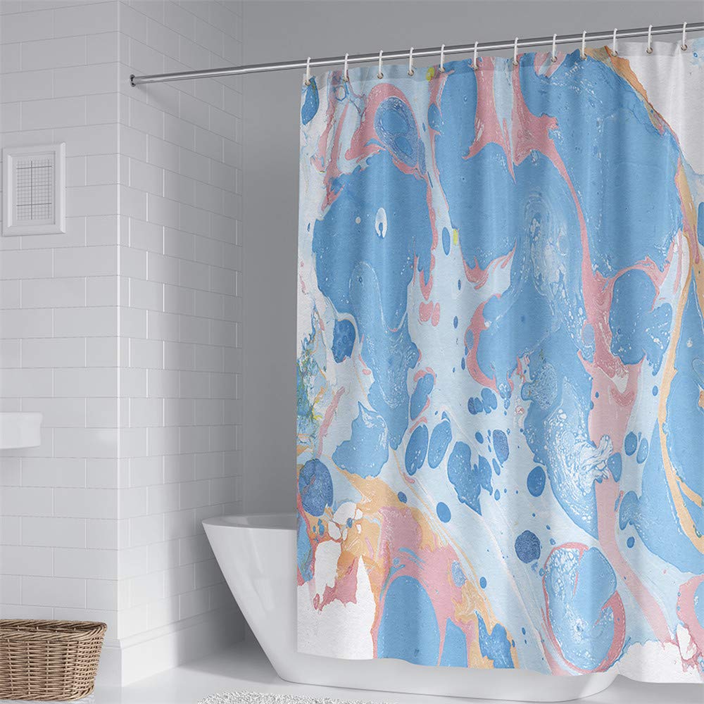 Tenda da doccia in marmo 3D con 12 ganci Tenda da bagno impermeabile lavabile Decorazione per il bagno Tessuto 100% poliestere(Graffiti blu,150x180cm)