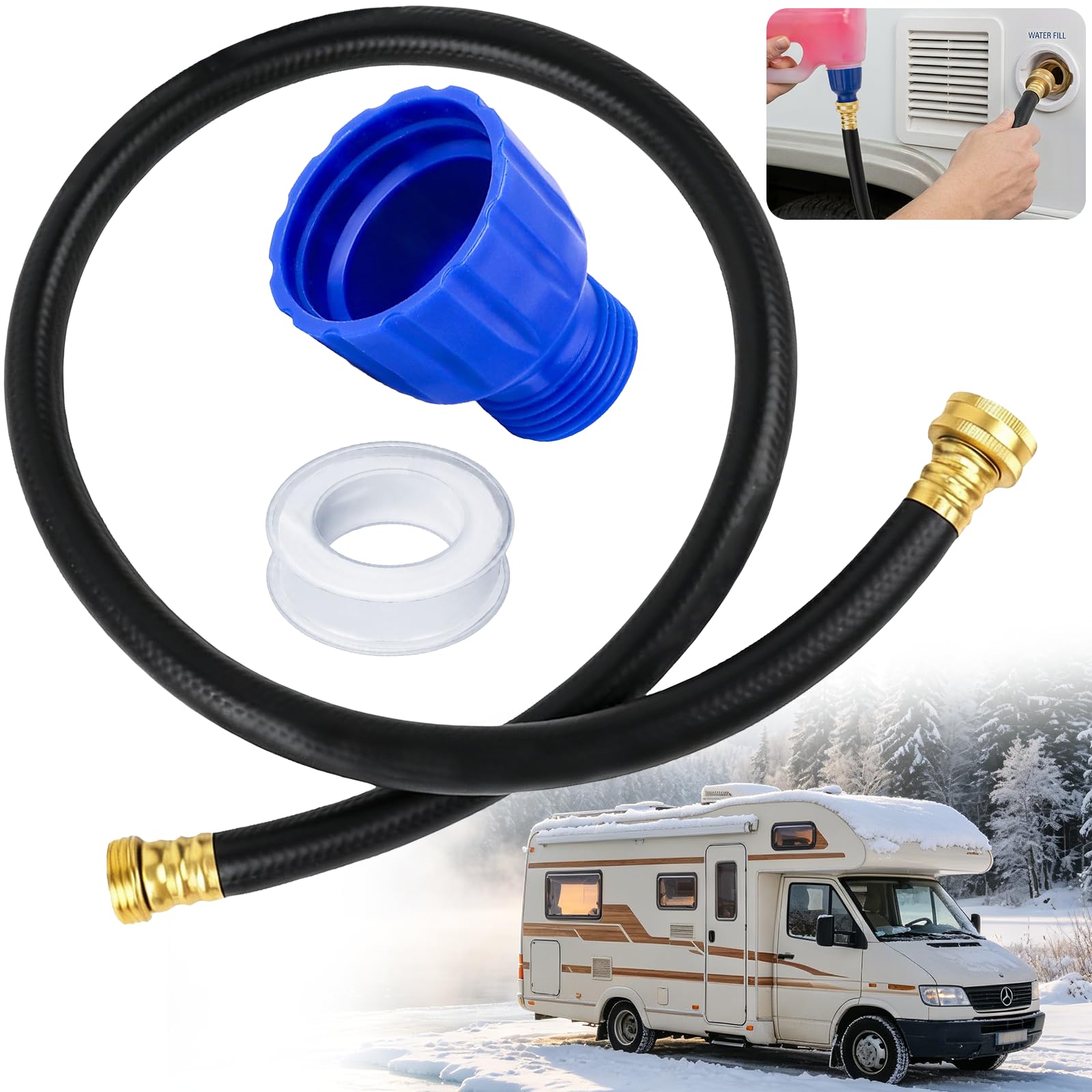 3/4" RV Auto Winterizing Antifreeze Bottle Adapter Kit for Camper Trailer