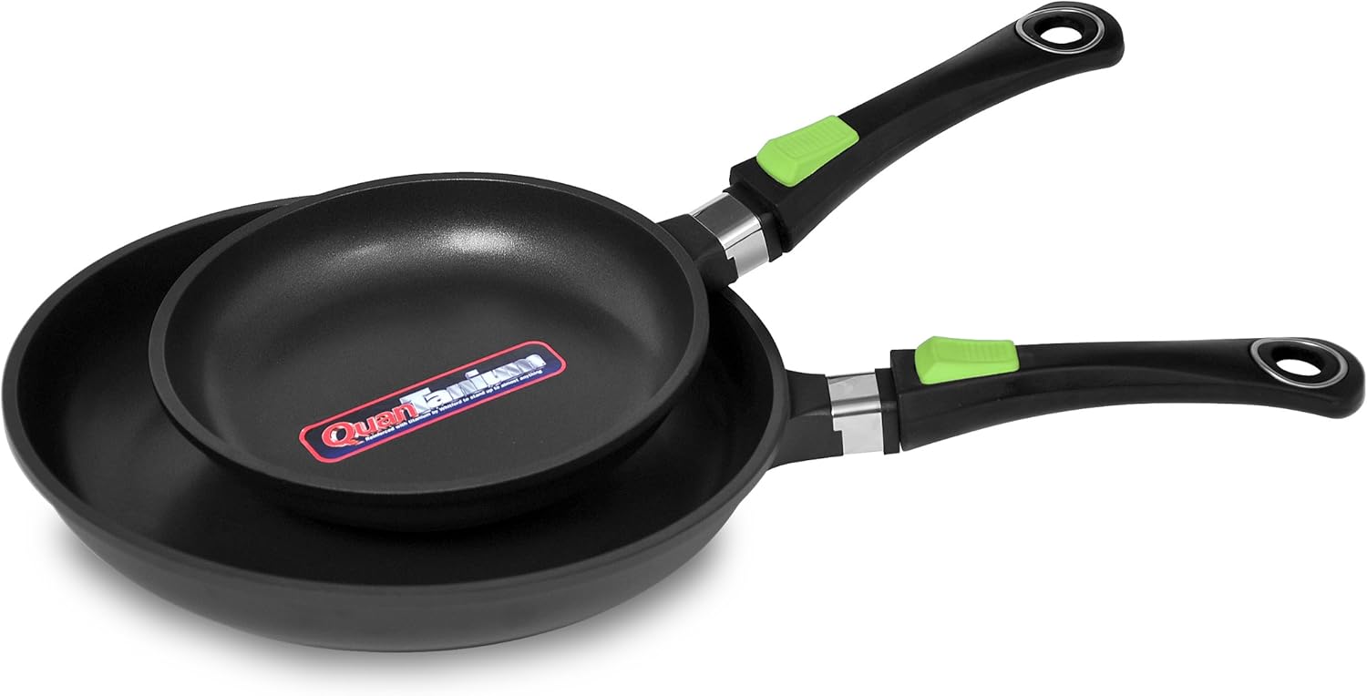 Holland Plastics Original Brand Cast 2 Piece Pan Set/Non Stick Quantantium Multicoated With Detachable Handles 28Cm & 20 Cm