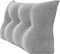 Vista 28 de Almohada triangular de lectura para reposo en cama, cojín grande de refuerzo para respaldo de cabecero, almohada de cuña con funda extraíble y dos