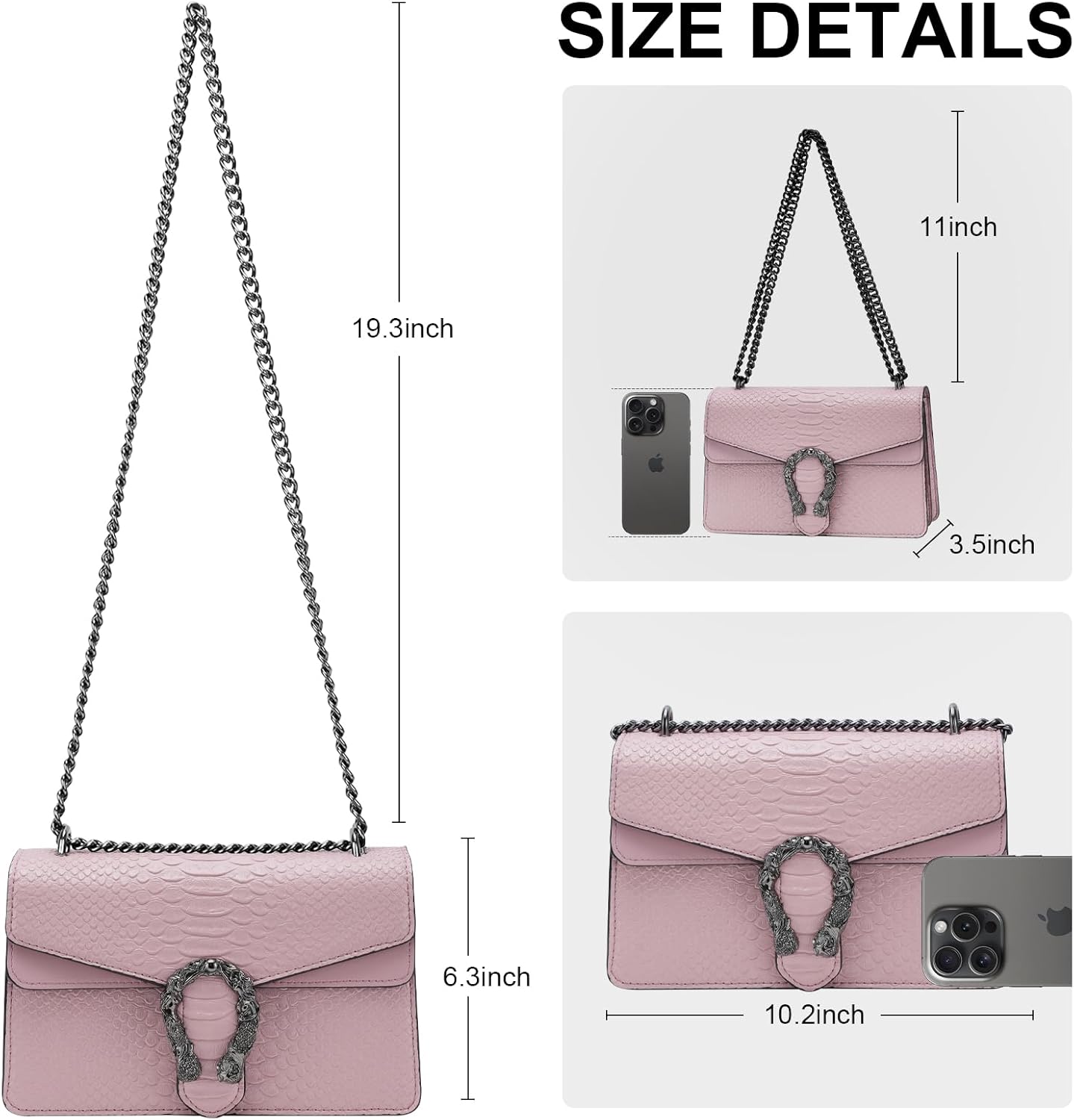 Aiqudou Leather Crossbody Bag Chain Purse for Women - Fashion Snake Print Shoulder Bag Luxury Evening Satchel Handbag Ladies Underarm Bag