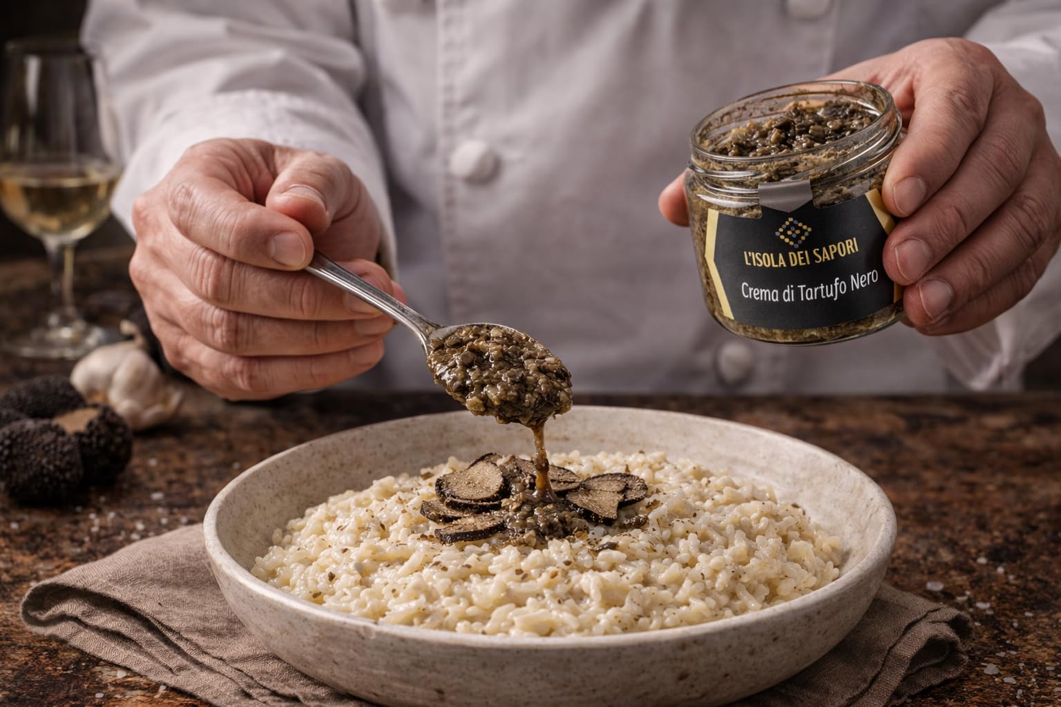 L'Isola dei Sapori 100% Crema di Tartufo Nero, Condimento Pasta Risotto Bruschette - 100 g