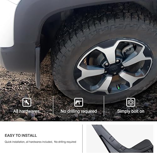 Miniatura 7 de Kiwi Master Aletas de barro compatibles con accesorios Jeep Renegade 2015-2023, protectores de lodo delanteros y traseros resistentes para