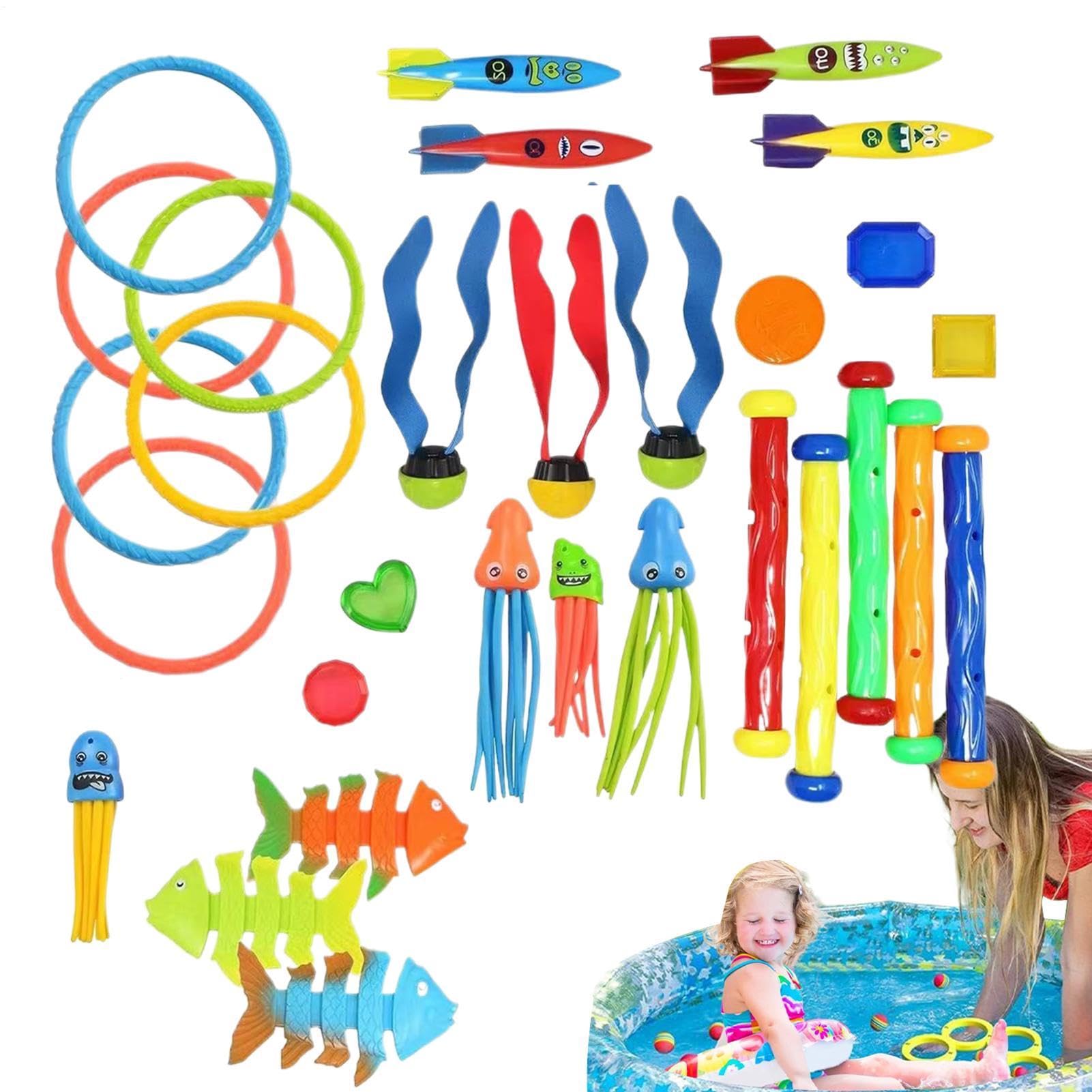 Plongée Piscine Portables Colorés Et Interactifs Pour Les 3-12 Ans | Kit Jeux Natation Enfant Submersible Et Coulant Pour Jeux Familiaux Aquatiques Leçons Natation Bord Piscine