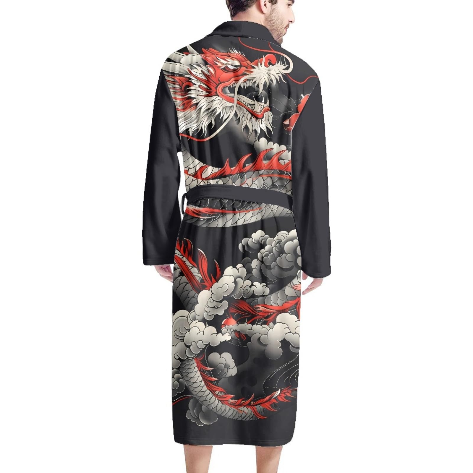 Men's Bathrobe Big and Tall Full Length Sleepwear Long Sleeve Lightweight Pajama Shawl Robe with Pockets Nightgown