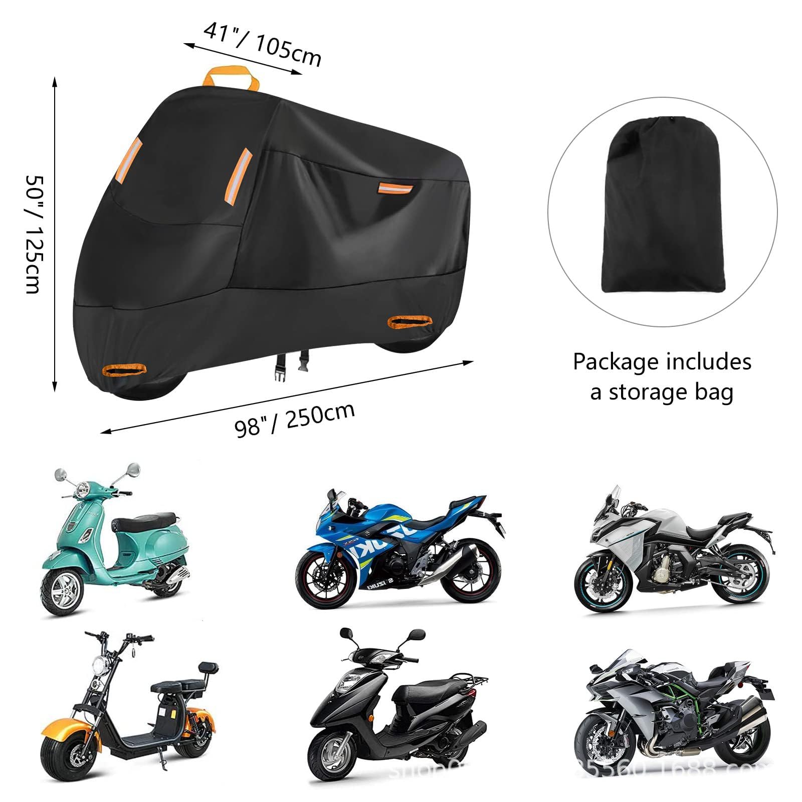 Pokrowiec motocyklowy do CFMOTO 450SR 450 SR, odporny na deszcz elastyczny i oddychający pył z otworem blokada antykradzieżowa, M