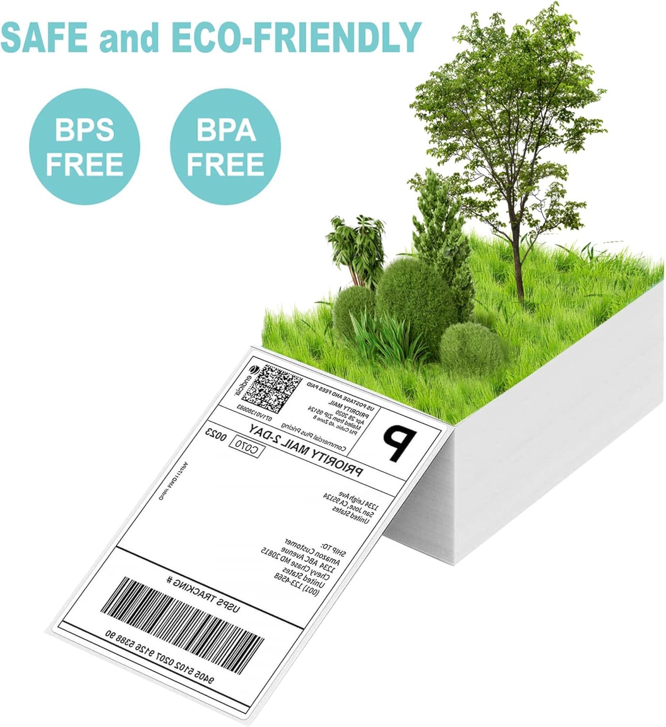 Coopaty 4"x6" Fanfold Direct Thermal Shipping Labels White Perforated Shipping Mailing Postage Labels, Zebra Compatible, Permanent Adhesive, Commercial Grade (6 Stack,3000 Labels)