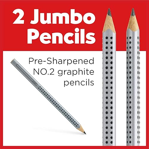 Miniatura 2 de Faber-Castell Jumbo Grip Graphite No. 2 Ecopencils - 2 lápices de escritura triangulares para preescolares