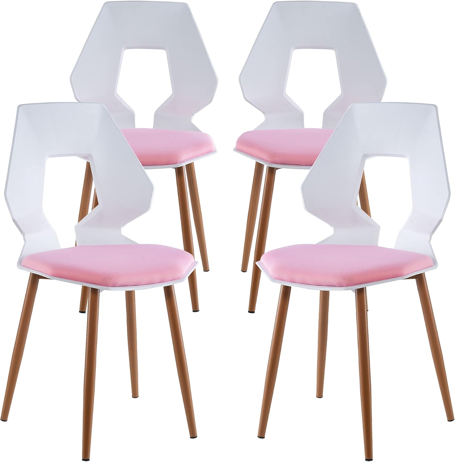 Trisens Multistore 2002 - Sillas de comedor (4 unidades, plástico), color blanco y rosa