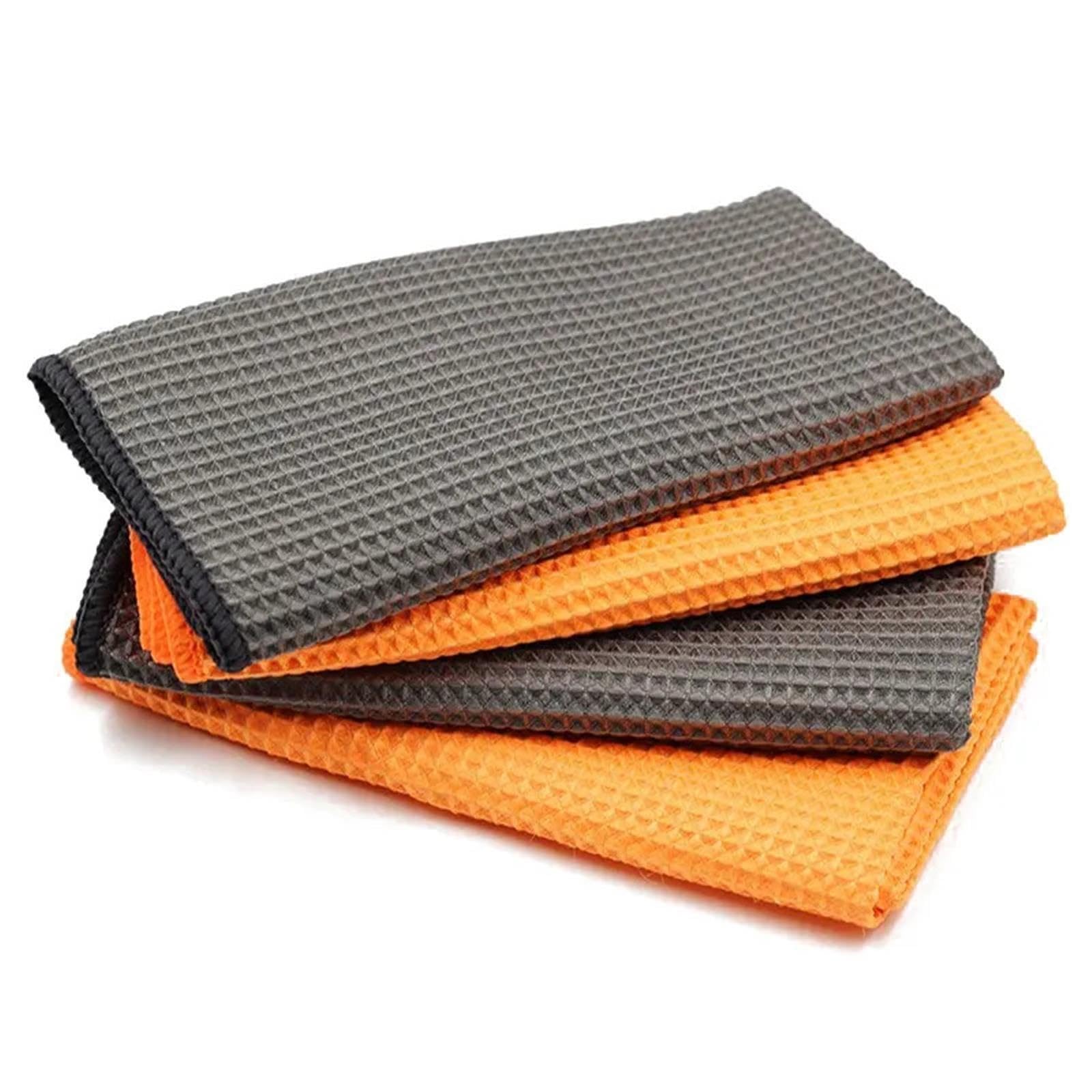 Glaspoliertuch 1 Paar Waffel-Auto-Detailing-Handtücher 40 x cm | Reinigungstuch Car Rag Wash Fast Dry Home Maintenance Zubehör(Grey 2pcs)