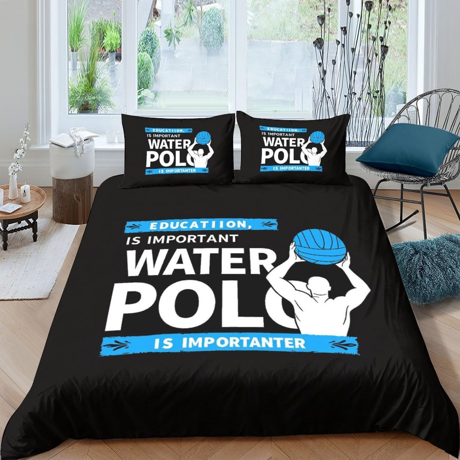 Ctjqhvkz Style-8 3D Printed Water Polo Fitted Sheet Microfiber Black Sports Bed Cover Bedroom Decor Machine Washable For Teens Adults Single（135X200cm）