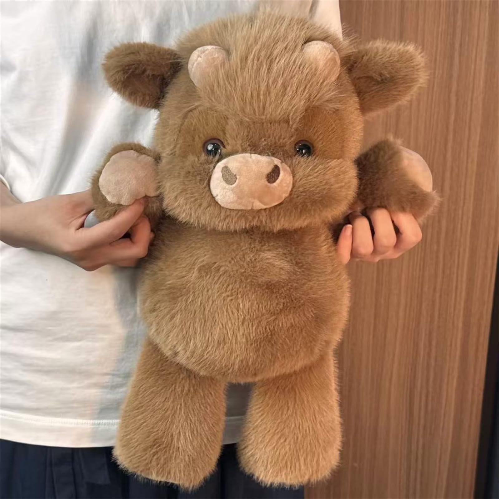 JORCEDI Highland Cow Running Plush Toy Highland Cattle Running Plushie Doll Toy Highland Cow Stuffed Animal Calf Bull Doll Toys for Men, Women, Children and Teens (60cm,Brown)