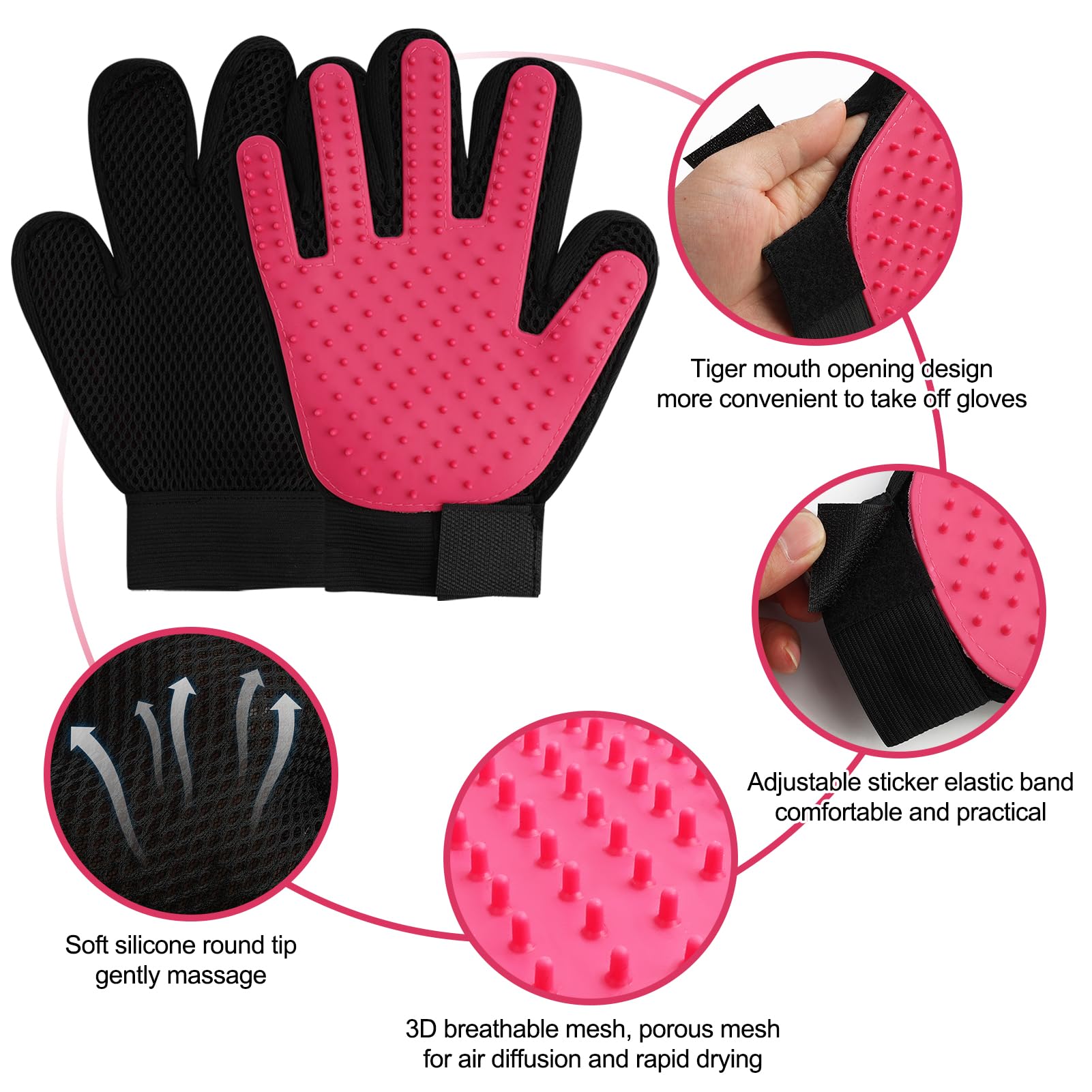 Pet Grooming Gloves for Cats Dogs, and More, Gentle Deshedding Brush Gloves with Enhanced Five Finger Design - Image 3