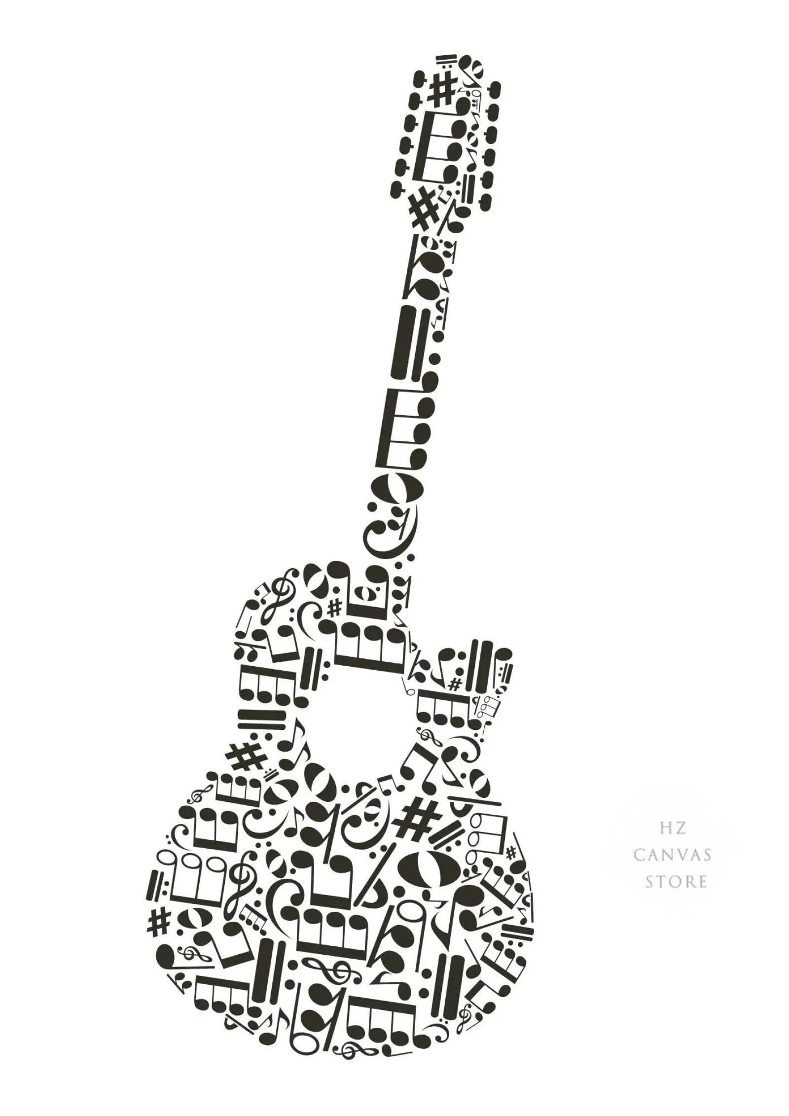 Stampa artistica su tela con note musicali in bianco e nero, poster musicale per l'arredamento del soggiorno, poster di musicisti per la decorazione della parete di casa, 40x60cmx3 cornice interna
