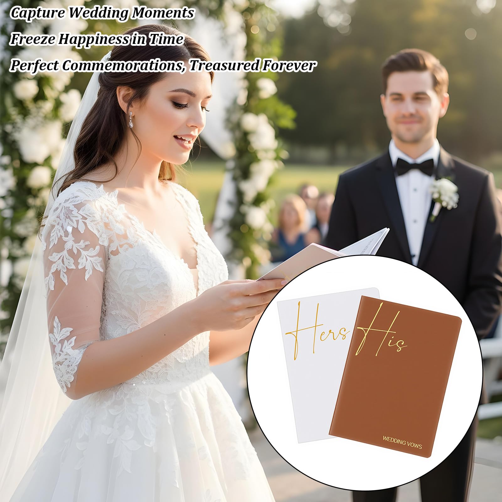 Lusofie Libros de votos para él y para ella para boda, folletos de votos forrados, ideas de regalos para novia y novio, diarios de recuerdo con aspecto de cuero para bodas, votos y recuerdos, marrón y