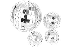 Mini Disco Ball Cake Topper (Set of 4), Classic 70s Cake Decoration...